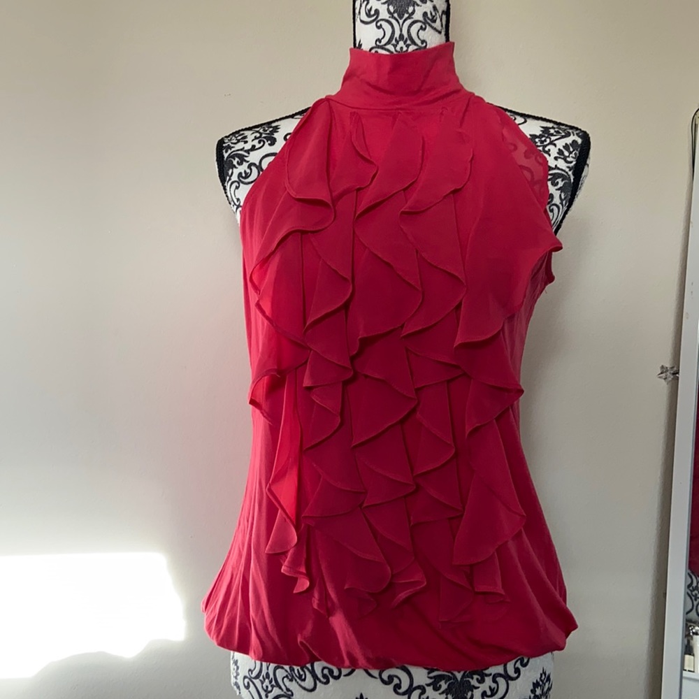 The Limited Fuschia Ruffle Sleeveless Top